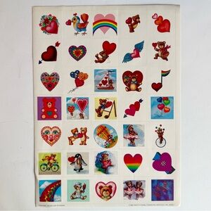 Vintage 1985 Institutional Financing Hearts and Teddy Bears Sticker Sheet 35C